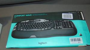 lot 225 image: Logitech - K350 Ergonomic Full-size Membrane Wireless Keyboard - Black 097855060877