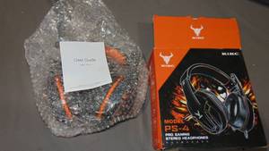 lot 243 image: PS4 Gaming Headset with Mic for Xbox One, PS5, PC, Mobile Phone and Notebook, Controllable Volume Gaming Headphones with Soft Earmuffs for Kid