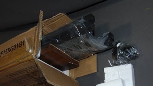 lot 254 image: Skinny Console Table with Power Outlets and USB Ports, Rustic Brown BF15XG01G1
