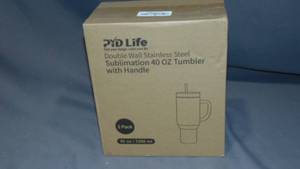 lot 259 image: PYD Life 40 OZ Sublimation Tumblers with Handle Blanks White with Lid and Stainless Straw for Tumbler Heat Press Sublimation Oven Printing 2 Pack