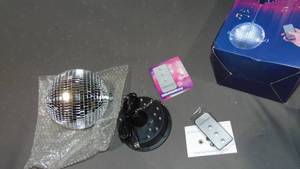 lot 261 image: Rotating Disco Ball Mount Electric Motor with Lights 4 Colors