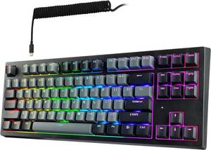 lot 83 image: TECWARE Phantom 87 Key Mechanical Keyboard, RGB led (Black Elite Wraith Pink)