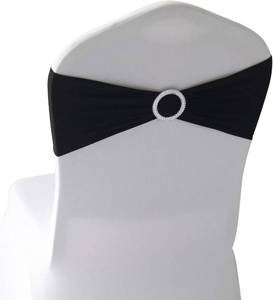 lot 91 image: 36 Pack WELMATCH Black Spandex Chair Bands Sashes   Party Event Decoration Chair Bows Ties Black