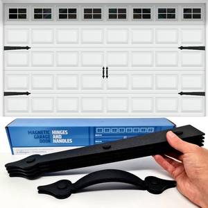 lot 107 image: Premium Quality & Strong Magnetic Garage Door Decorative Hardware - Set of 2 Handles  4 Hinges - Faux Garage No Installation Needed  Will Never Fall Off
