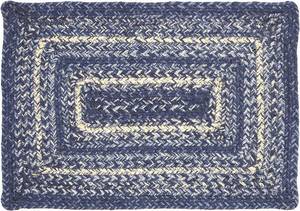 lot 120 image: VHC Brands Farmhouse Great Falls Blue Table Placemat, Blue White, Jute Blend, Rectangle, 12x18 Inches 810055892488