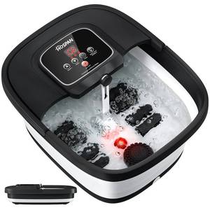 lot 134 image: Collapsible Foot Spa with Heat, Bubble, Red Light, and Temperature Control, Foot Bath Massager with 8 Shiatsu Massage Rollers, Black