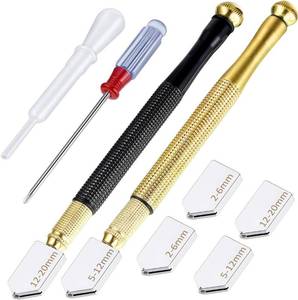 lot 147 image: 13 Pack Lot  Glass Cutter Tool Mirror Cutting Tool with 2-6 mm, 5-12 mm, 12-20 mm Glass Cutter Head and Screwdriver Oil Dropper Glove for Glass Tiles Mirror Cutting
