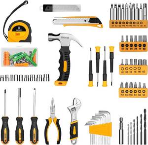 lot 82 image: DEKOPRO 126 Piece Power Tool Combo Kits with 8V Cordless Drill, 10MM 38 Keyless Chuck, Professional Household Home DIY Hand Tool Kits for Garden Office House Repair