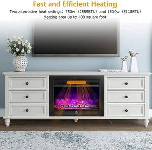 lot 193 image: 28.5 Electric Fireplace Insert, Wall RecessedMounted, Freestanding Fireplace with Remote Control, 3 Color Adjustable Flames, 2 Modes Heat, 8 H Timer, 5 Brightness Settings, 7501500W Heater