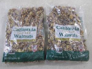 (B-2) 2 Pounds California Shelled Walnuts 2 - 1 Pound Bags Best by Aug 2024