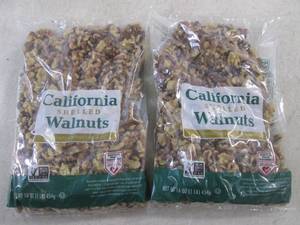 (B-2) 2 Pounds California Shelled Walnuts 2 - 1 Pound Bags Best by Aug 2024
