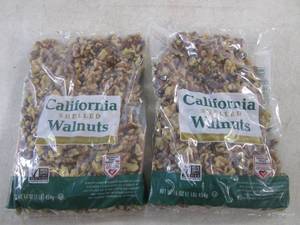 (B-2) 2 Pounds California Shelled Walnuts 2 - 1 Pound Bags Best by Aug 2024
