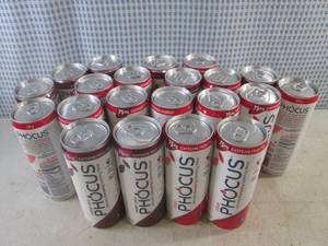(B-1) 21 Cans Phocus Naturally Energizing Sparkling Water Mix of Cola and Cherry Cola Flavors 11.5oz Cans Past Date