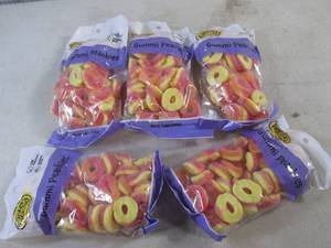 (B-3) 5 Bags Gummi Peachies 9.9oz Best by Sept 2024