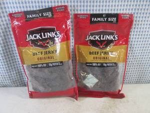 (B-3) 2 Family Size Bags Jack Links Original Beef Jerky Past Date