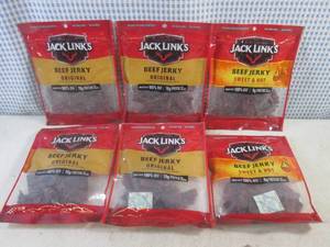 (B-1) 6 Bags Jack Links Beef Jerky 4 Original 2 Sweet &amp Hot Past Date