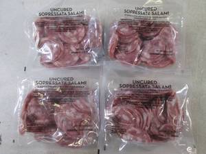 (B-3) 2 Pounds of Uncured Sopressata Salami Slices 4- 12 Pound Packs No Need To Refrigerate Until Opened