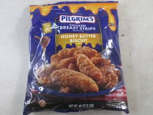 (FRZ) 3 Pound Bag Frozen Chicken Breast Strips Fritter Style Honey Butter Biscuit Flavor Past Date