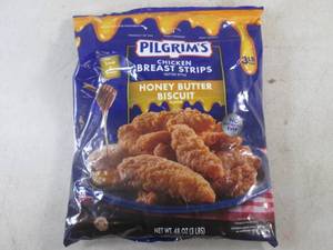 (FRZ) 3 Pound Bag Frozen Chicken Breast Strips Fritter Style Honey Butter Biscuit Flavor Past Date