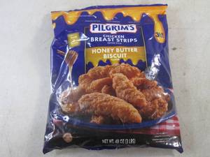 (FRZ) 3 Pound Bag Frozen Chicken Breast Strips Fritter Style Honey Butter Biscuit Flavor Past Date