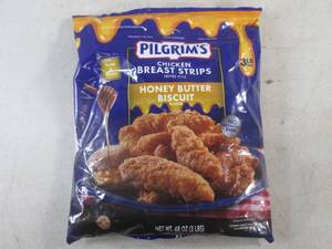(FRZ) 3 Pound Bag Frozen Chicken Breast Strips Fritter Style Honey Butter Biscuit Flavor Past Date