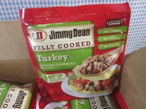 (FRZ) Case 6 Bags Frozen Jimmy Dean Fully Cooked Turkey Sausage Crumbles 9.6oz Bags Past Date