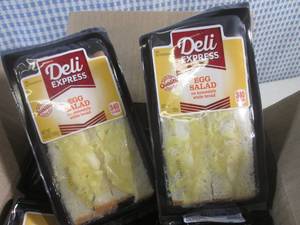 (FRZ) Case of 10 Frozen Egg Salad Sandwiches Deli Express Good 30-Days After Refrigerated