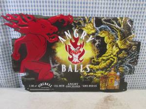 (FS) Angry Orchard Fireball Angry Balls Tin Bar Sign 18 x 11