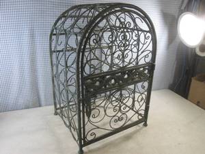 (EC1) Metal Wine Rack Holds 21 Bottles Lockable Latch 24 H x 16 W x 14 D