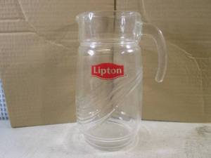 (FS) Vintage Glass Lipton Pitcher