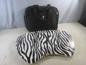 (G-1) Heys Laptop Bag and Zebra Print Laptop Lap Desk