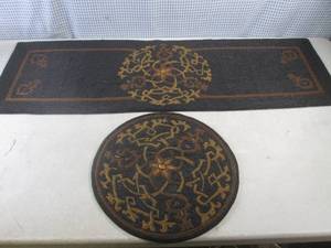 (CSB) Bead Table Runner and Matching Bead Round Mat - Runner 43 12 x 14  Round Mat 14 12