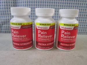 (EC1) 3 Bottles of Extra Strength Pain Reliever 125 Caplets