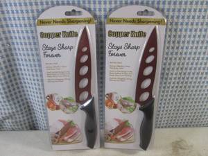(H-1) 2 Stays Sharp Forever Copper Kitchen Knives