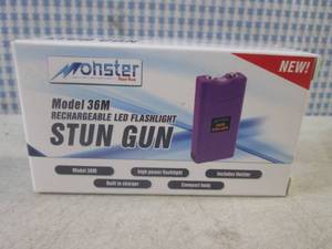 (CNTR) Monster Rechargeable LED Flashlight Stun Gun in Purple Model 36M