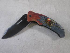 (CNTR) Spider Design Spring Assist Folding Knife with Belt Clip New In Box - 8 12 Open  4 34 Closed