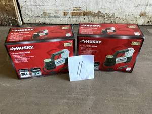 Lot of 2 Husky 12-Volt Corded Electric Inflator new