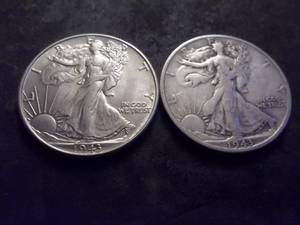1943 P & S Walker Half Dollars