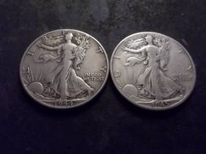 1944 P & 45 D Walker Half Dollars