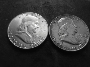 1955 & 1956 Franklin Half Dollars