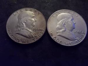 1960 & 1960 D Franklin Half Dollars