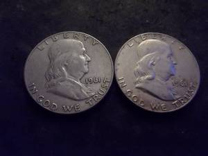 1961 & 1961 D Franklin Half Dollars