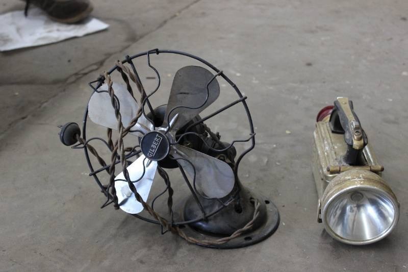 Lot Of Vintage Items 2 Vintage Fans & A Flash Light