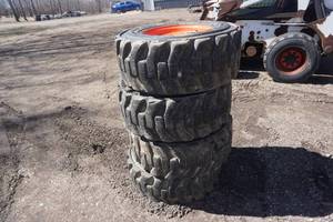 Set of - 4 Bobcat Bead Guard Foam Filled Skid Loader Skid Steer Tires On 8 Bolt Rims