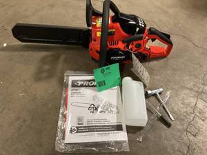 lot 6 image: PRORUN 37.2-cc 2-cycle 14-in Gas Chainsaw Customer Returns See Pictures