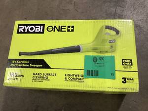 lot 15 image: RYOBI ONE 18V 180 MPH 80 CFM Cordless Battery Hard Surface Leaf BlowerSweeper (Tool Only) Customer Returns See Pictures