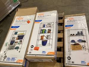 lot 21 image: Lot of Assorted Storage Shelving Various Models Sizes and Conditions  Customer Returns See Pictures