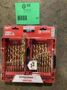 lot 24 image: Milwaukee Titanium Drill Bit Set (29-Piece)  Customer Returns See Pictures