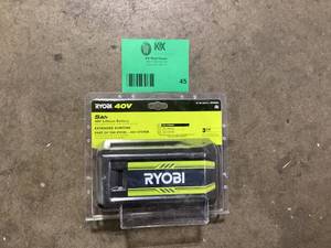 lot 45 image: RYOBI 40V Lithium-Ion 5.0 Ah Battery Customer Returns See Pictures