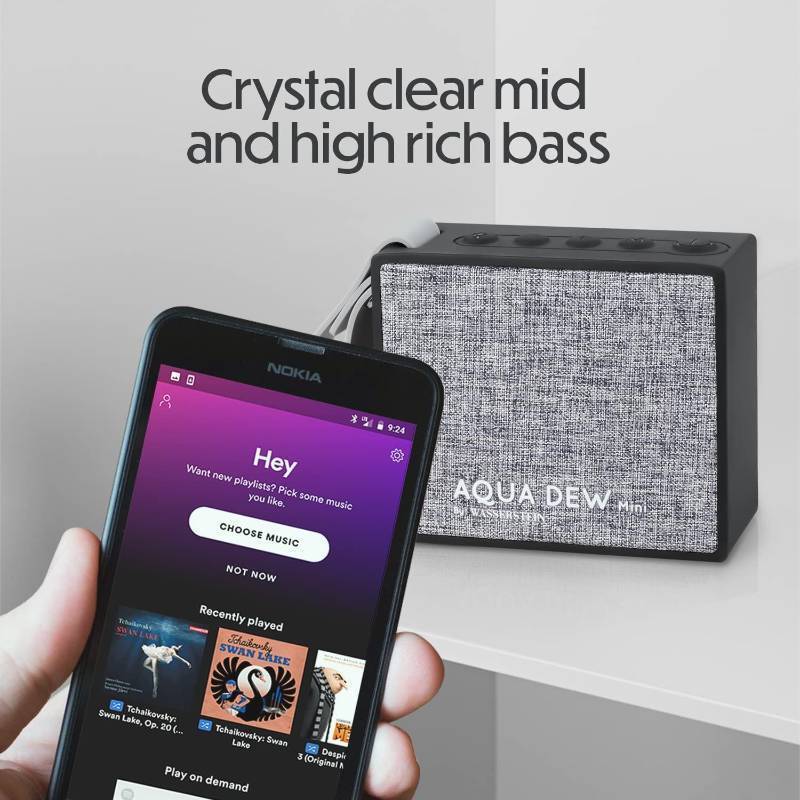 lot 804 image: Aqua Dew Mini - Portable Alexa Smart Speaker, Waterproof Bluetooth Speaker, IPX6 Waterproof for Home and Outdoor, Wireless Stereo Pairing for Awesome Party Experience